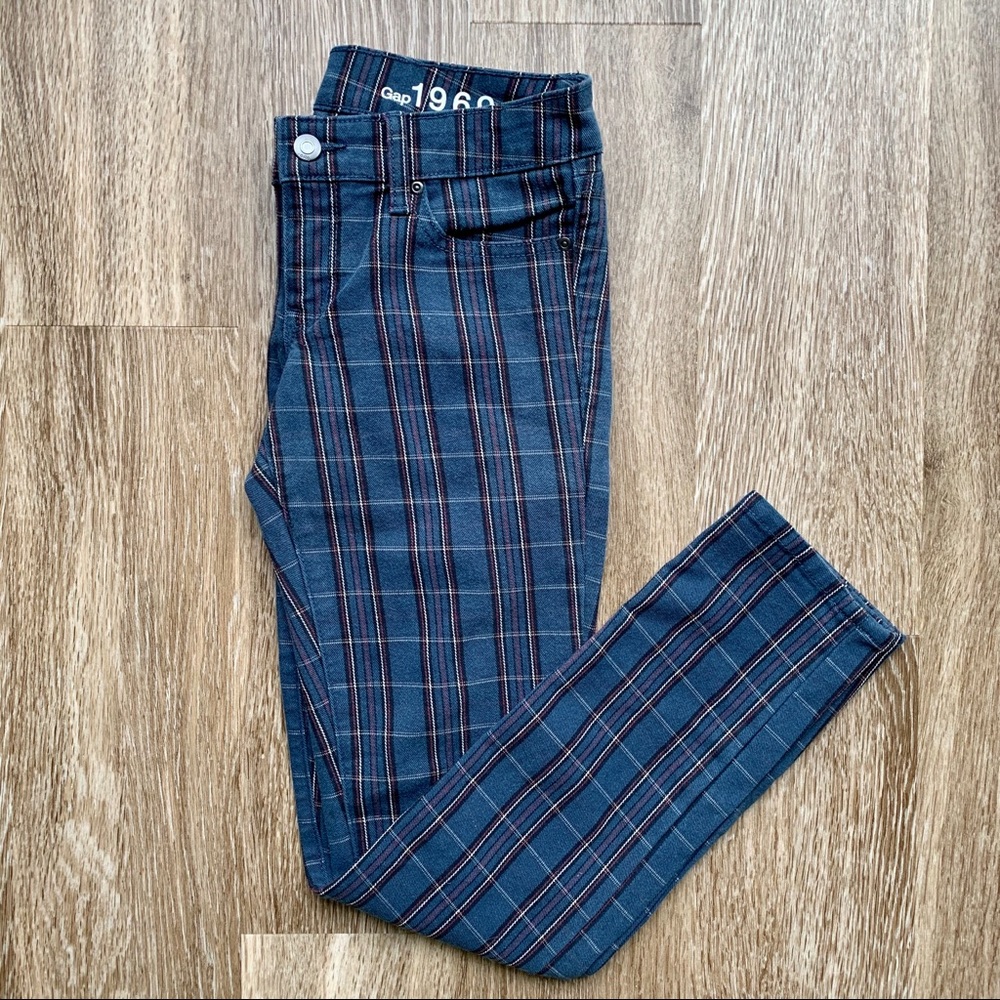 GAP 1969 Always Skinny Blue Plaid Jeans